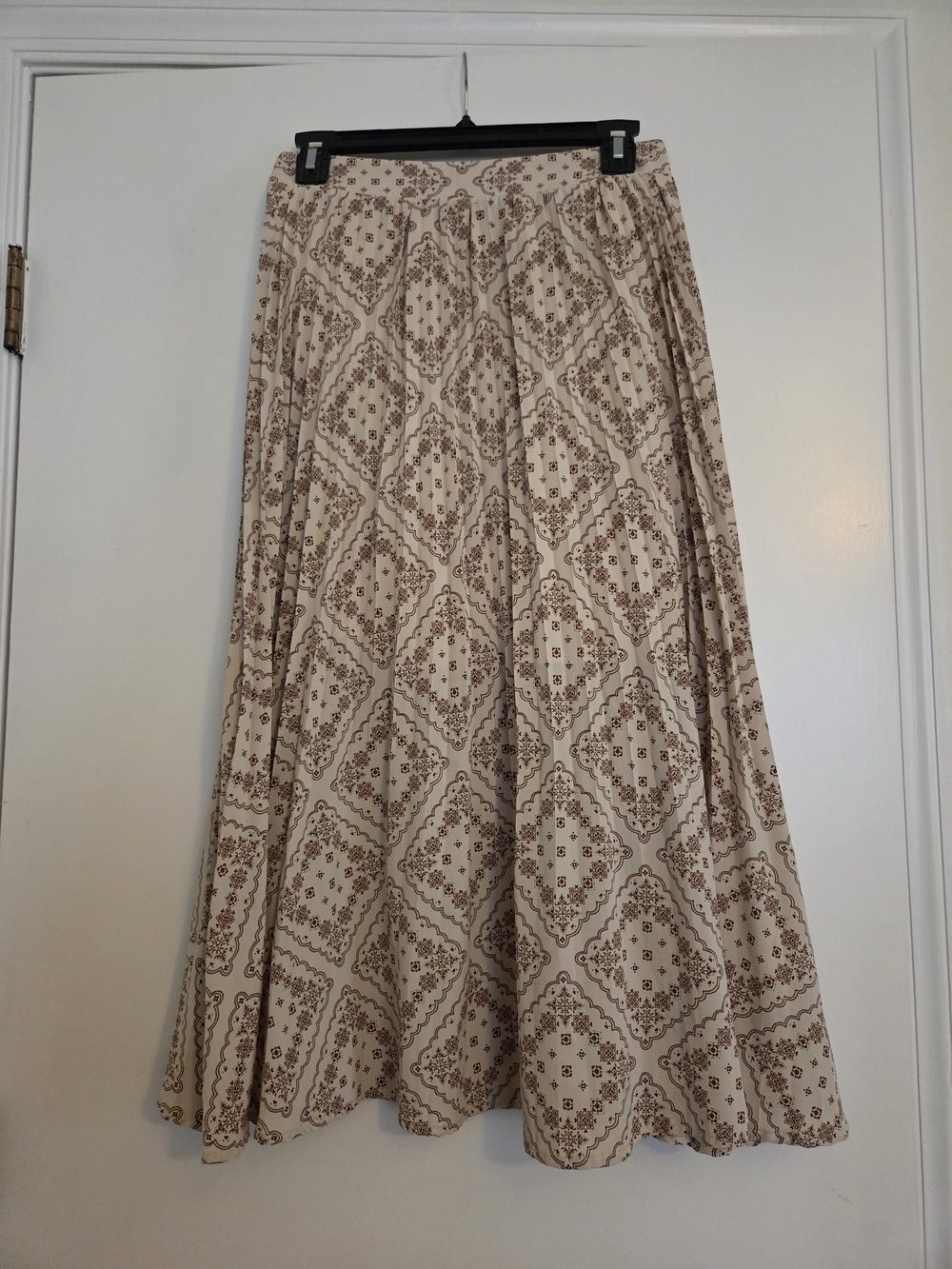 Beige Printed A-Line Women's Midi Skirt